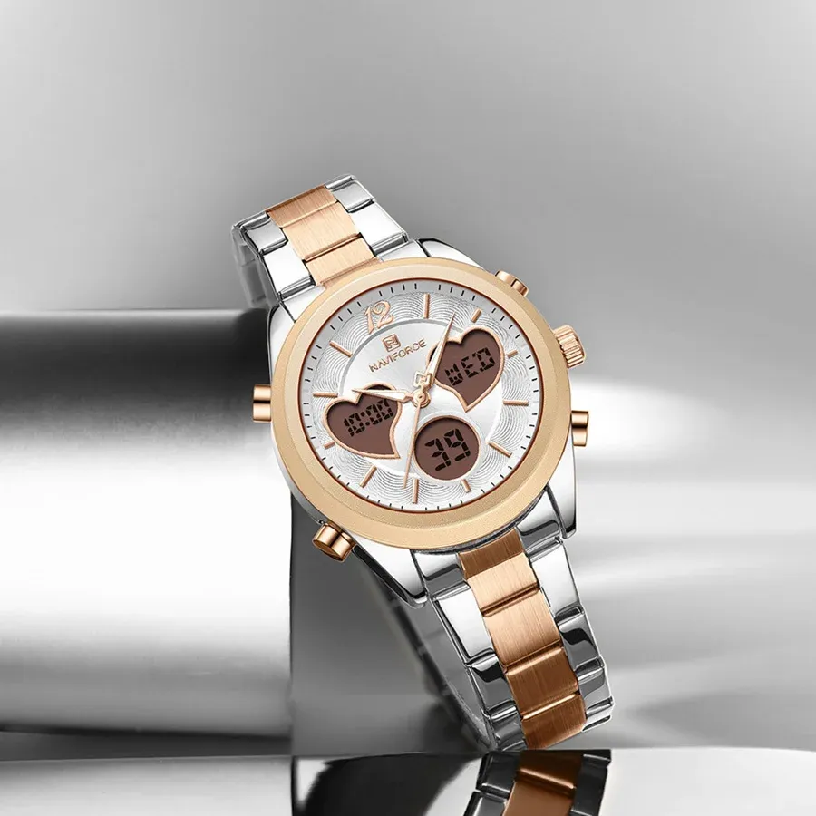 Montre femme NAVIFORCE NF5045S double affichage en acier