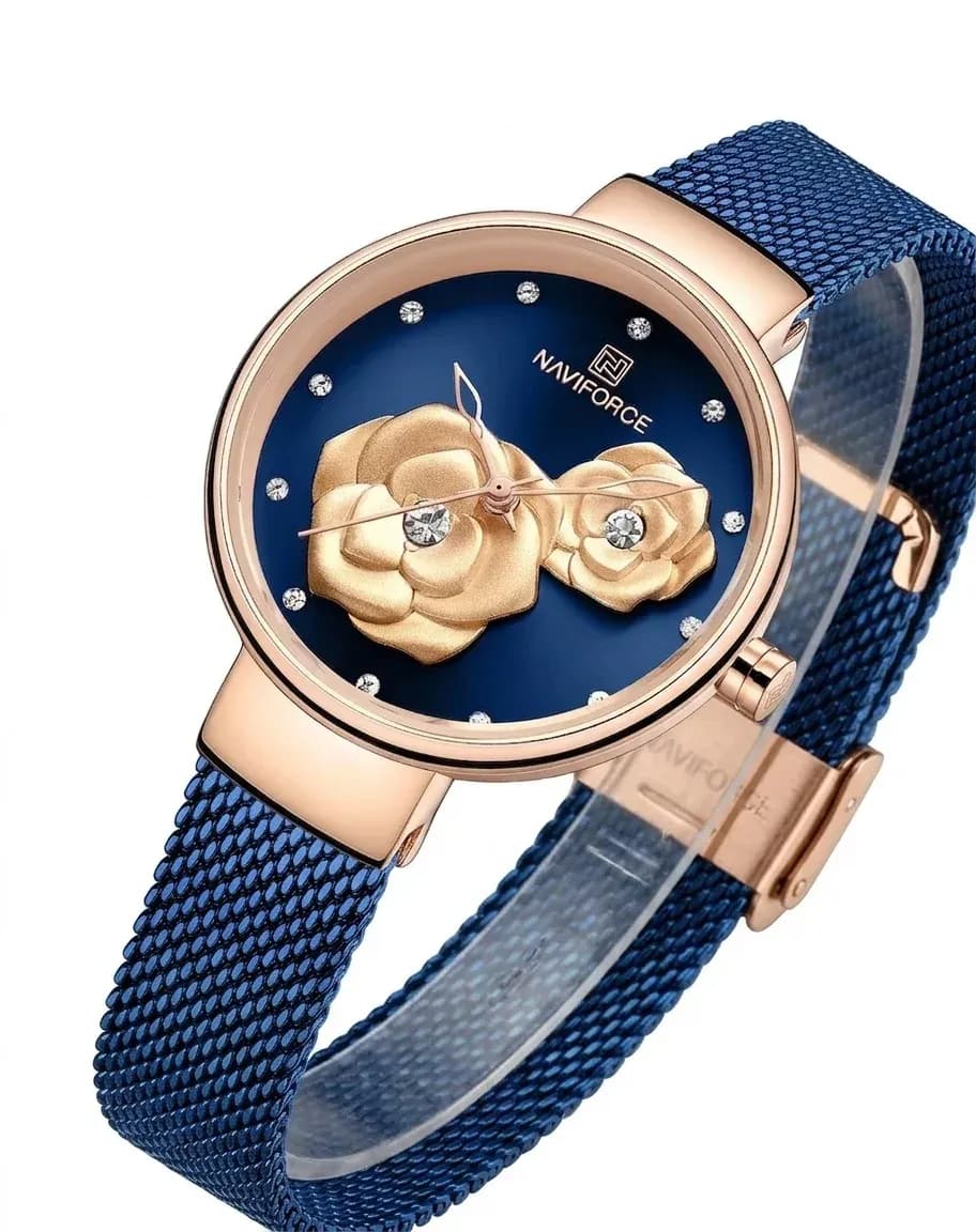 Montre femme NAVIFORCE en acier maille, quartz et boîte cadeau