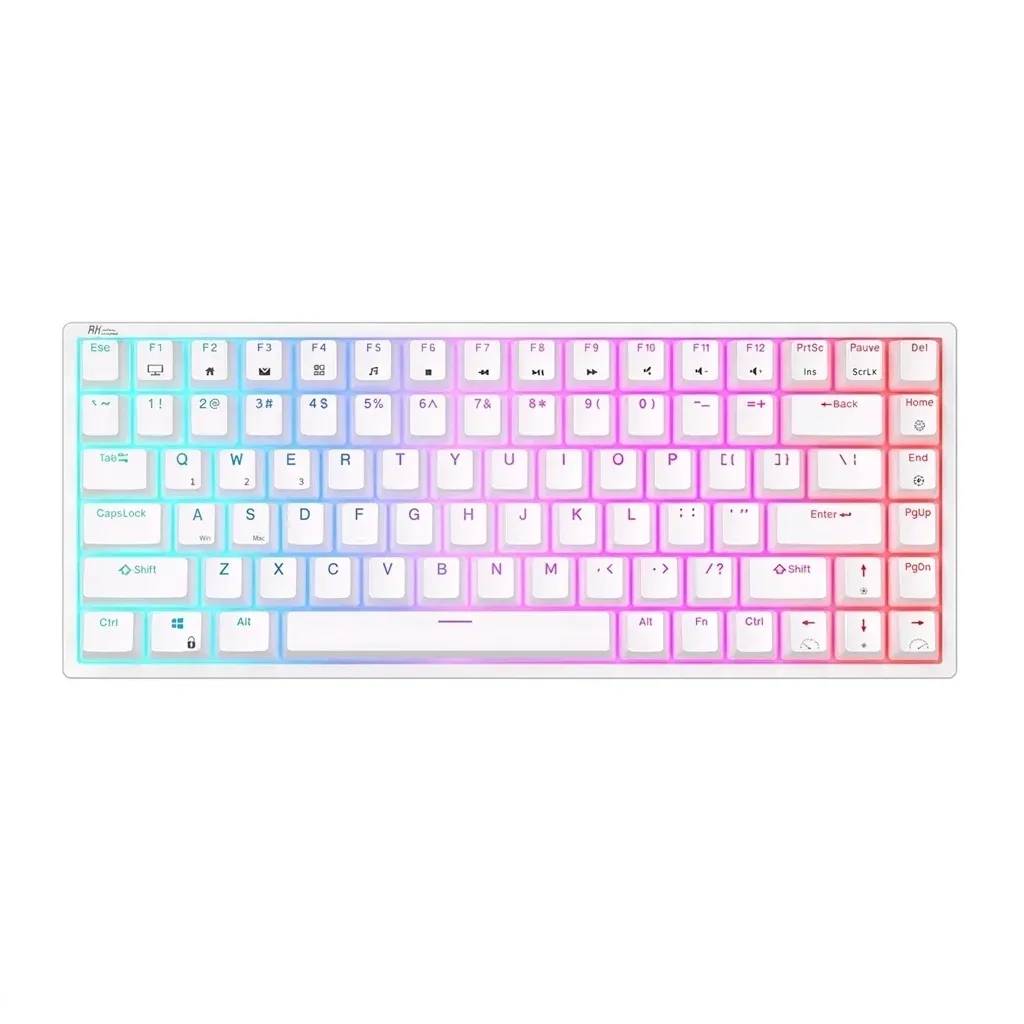 Clavier mécanique Royal Kludge RK84 blanc RGB