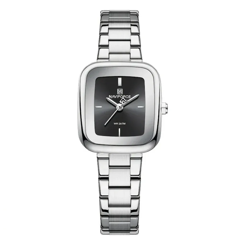 Montre NAVIFORCE NF5075 femme carrée acier, quartz 3 ATM