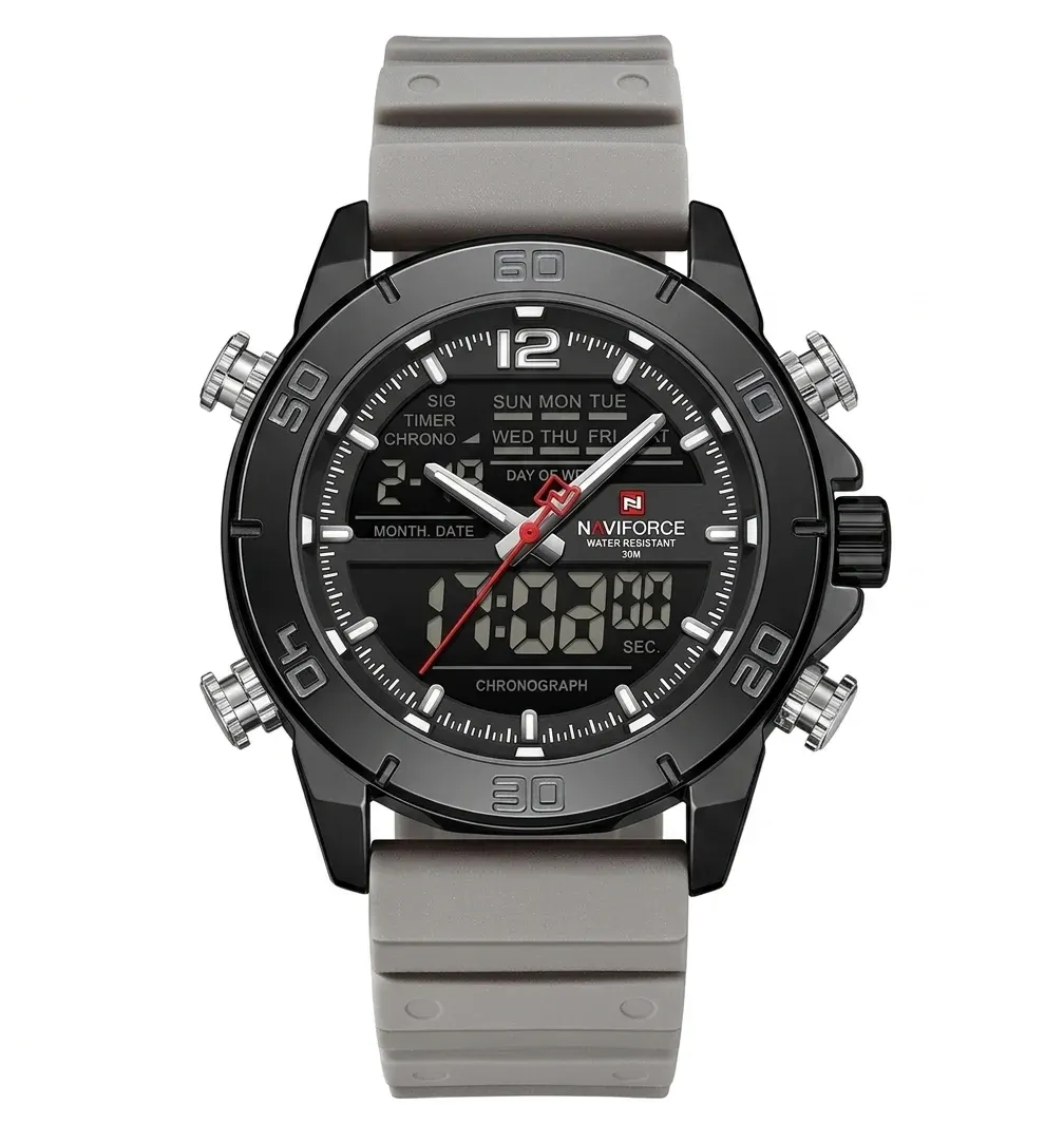 Montre chronographe NAVIFORCE étanche à bracelet silicone