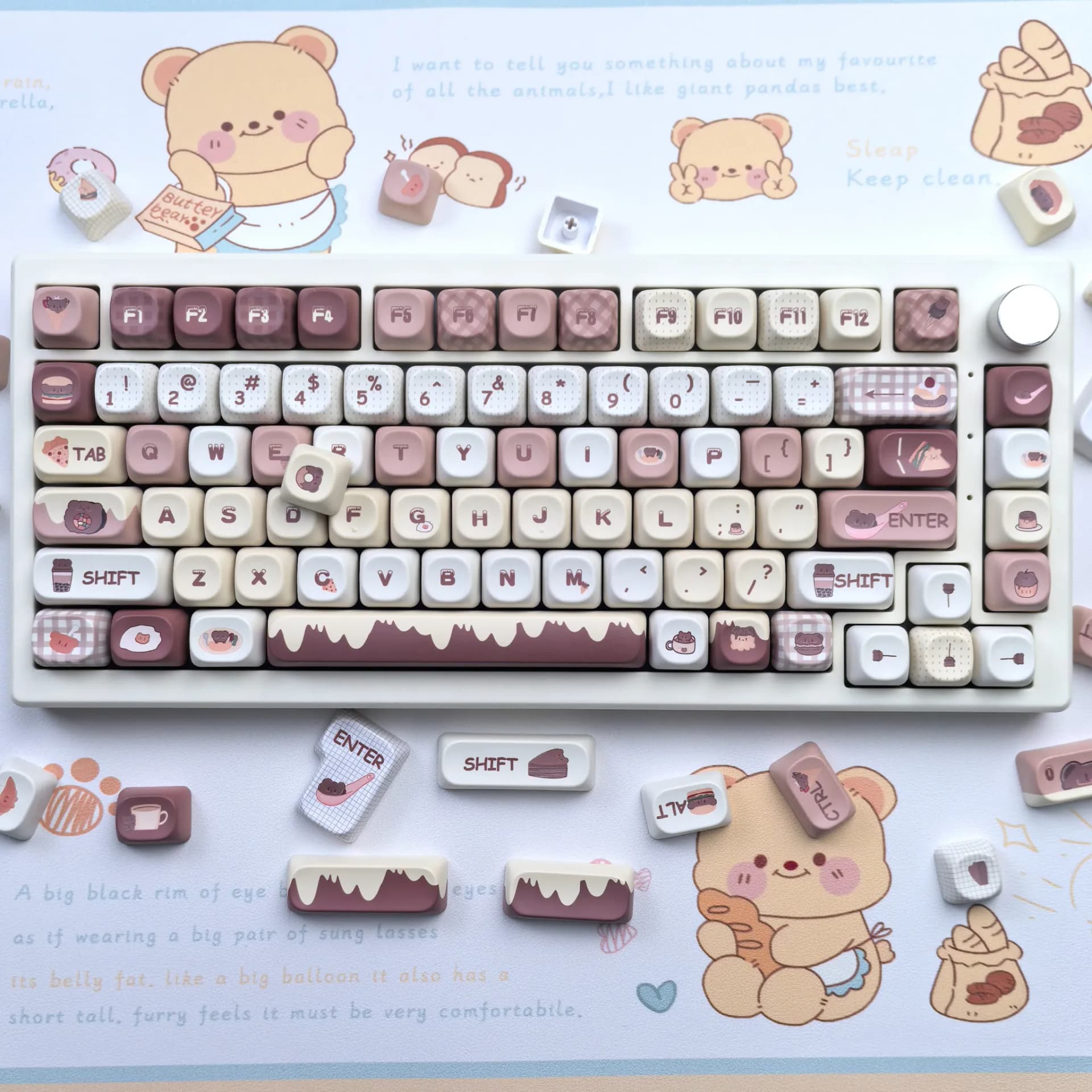 Kit de keycaps MAIMOOO Moa jaune ours au beurre pour disposition Alice