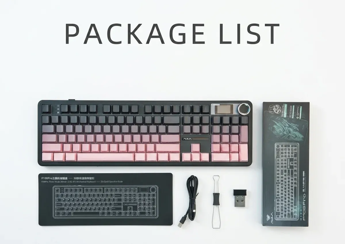 AULA F108 Pro : clavier mécanique 100 % sans fil, écran et hot-swap