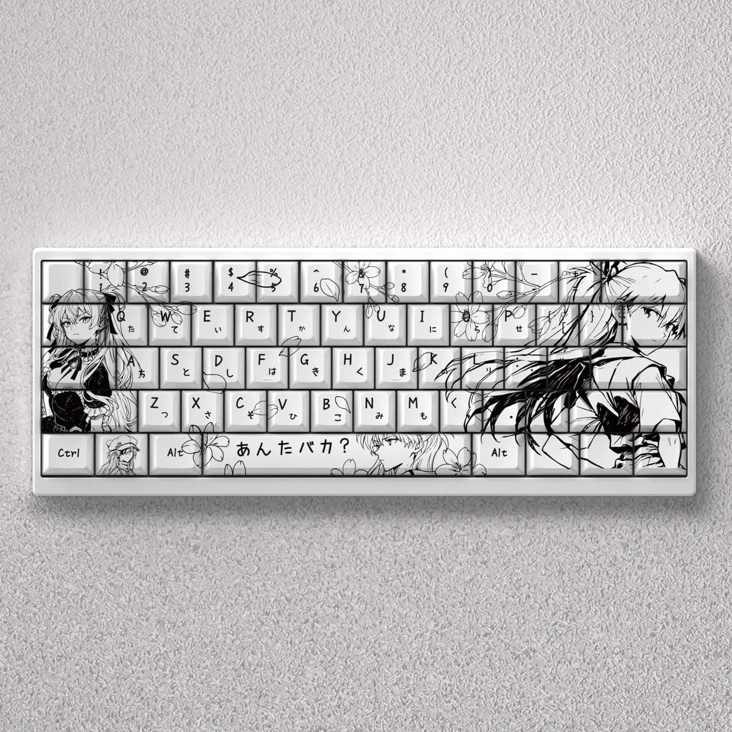 Kit de keycaps Asuka Anime blanc en PBT pour clavier mécanique