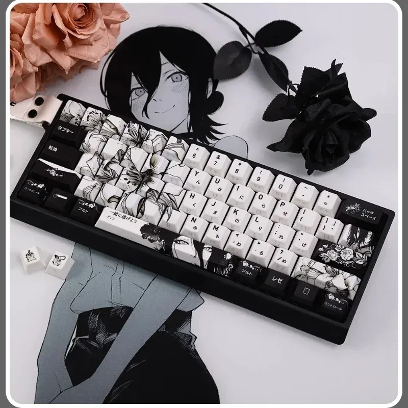 Kit de touches Anime noir et blanc REZE en PBT profil Cherry pour clavier MX