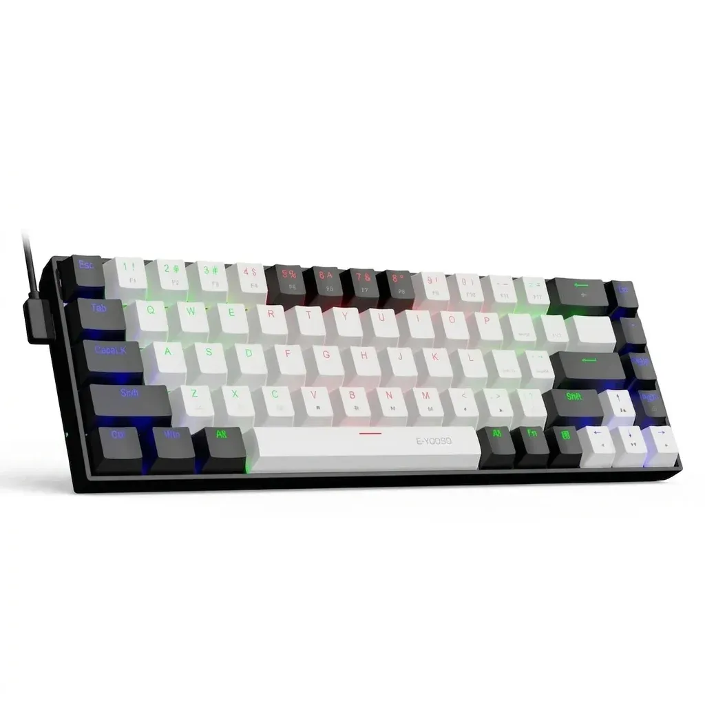 Clavier mécanique compact E-YOOSO Z686 filaire 68 touches, interrupteurs rouges et hot-swap