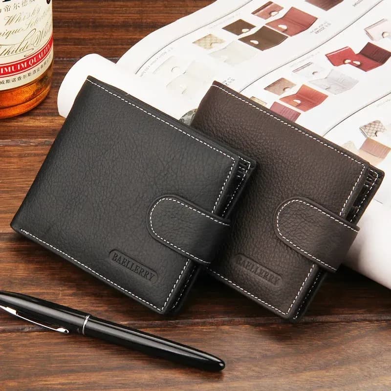 Portefeuille homme en cuir de vache compact avec poche monnaie