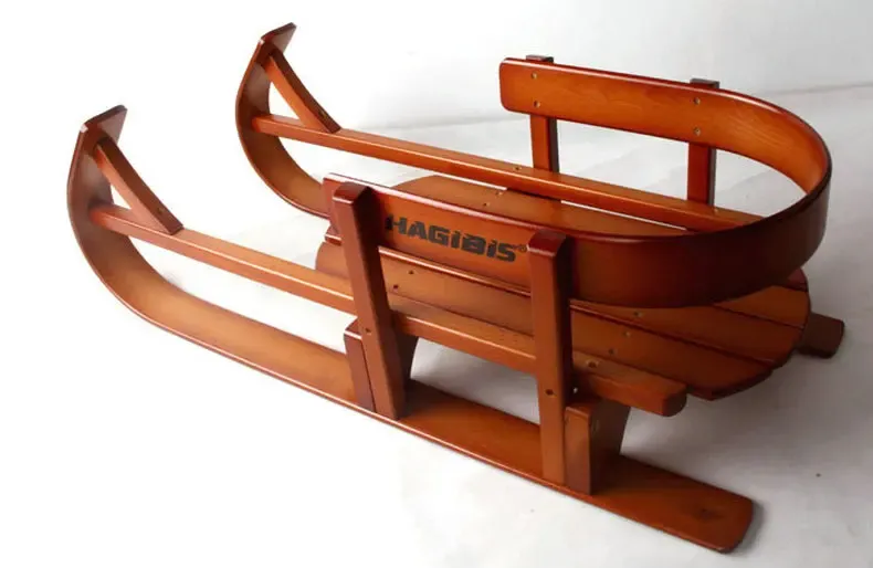 Traîneau enfant en hêtre HAGIBIS 92 cm pour glisse hivernale