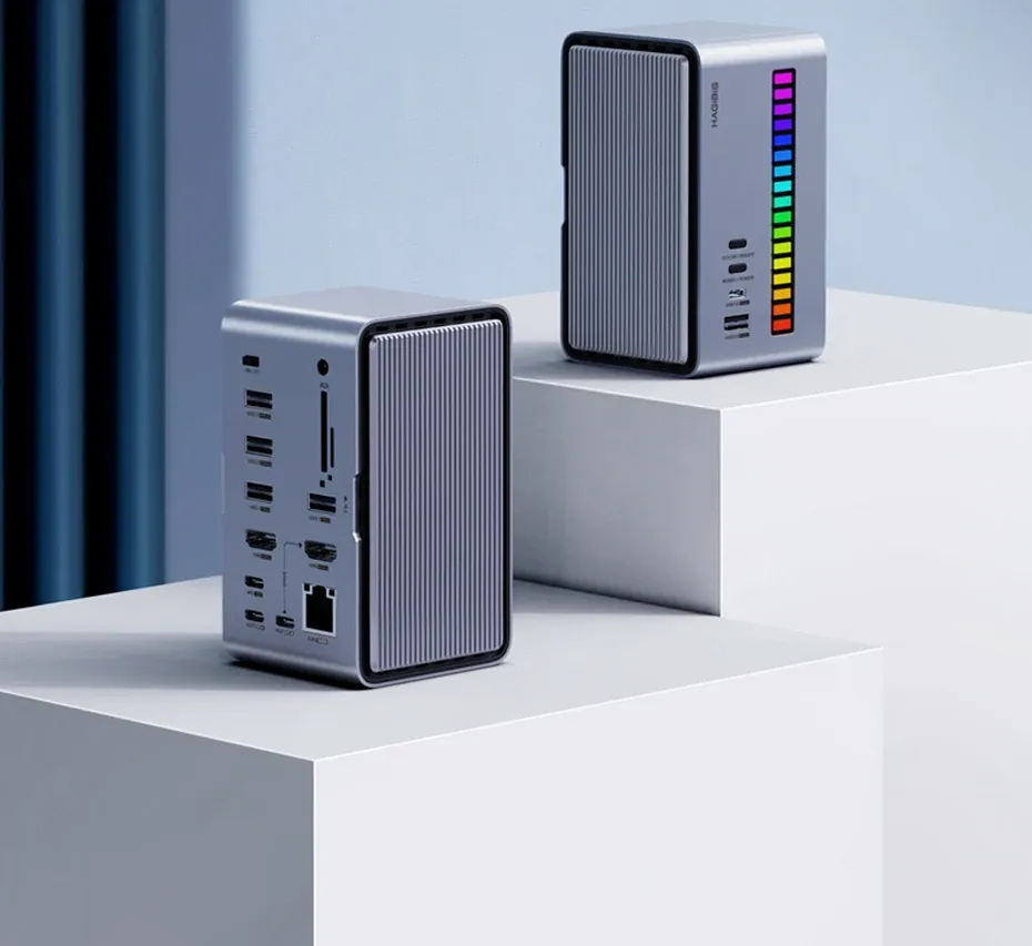 Station d’accueil USB-C Hagibis double HDMI avec boîtier SSD M.2 et Ethernet