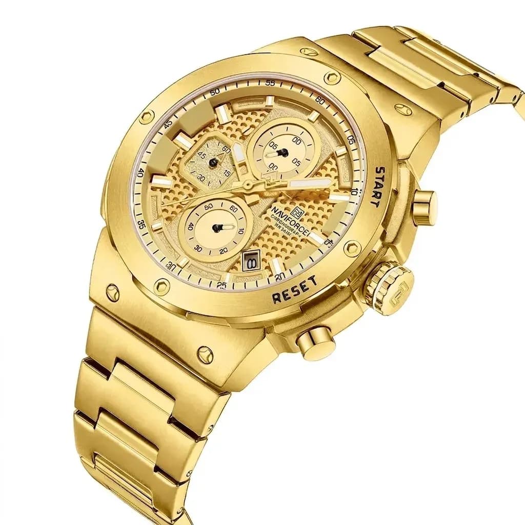 Montre homme NAVIFORCE dorée chronographe