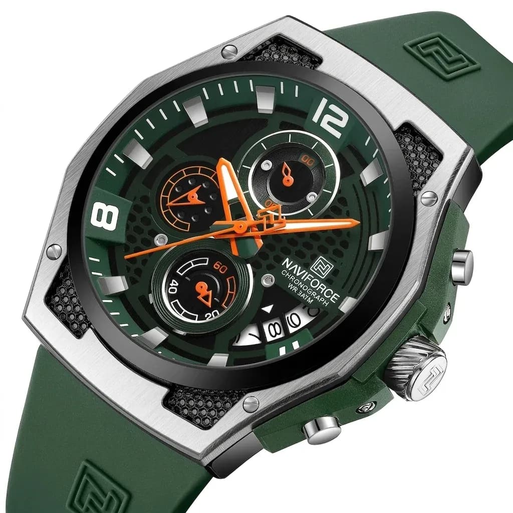 Montre sport NAVIFORCE verte chronographe