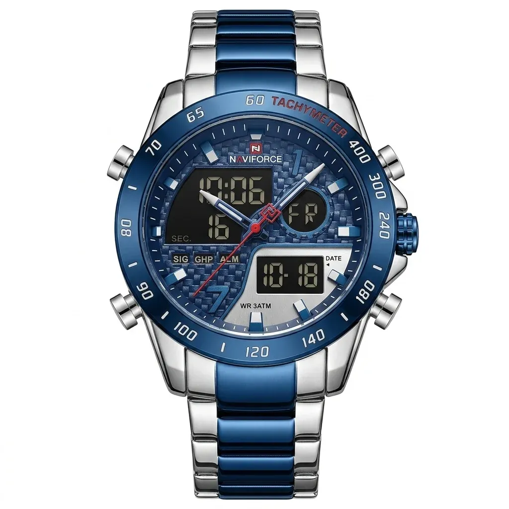 Montre NAVIFORCE acier bleu double affichage