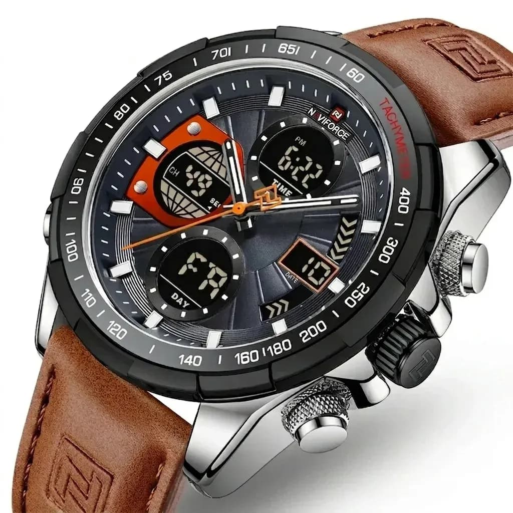 Montre NAVIFORCE homme cuir marron