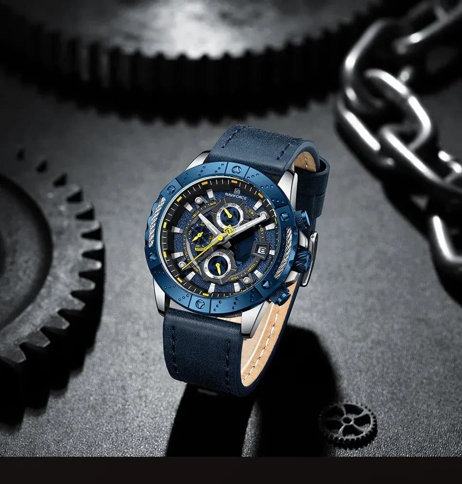 Montre NAVIFORCE chronographe cuir homme, quartz sport
