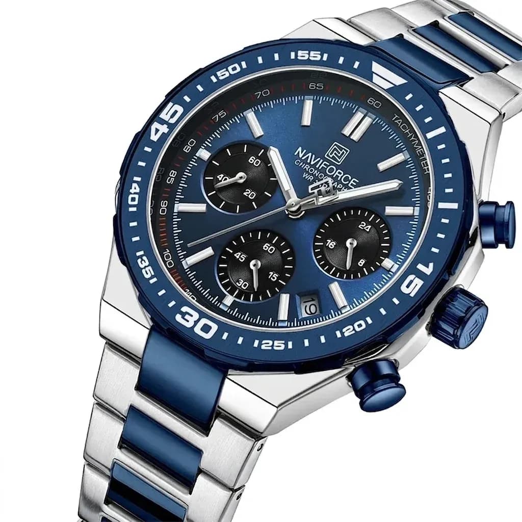 Montre homme NAVIFORCE acier bleu argent