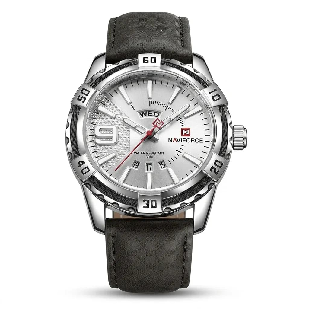 Montre NAVIFORCE cuir gris cadran argent