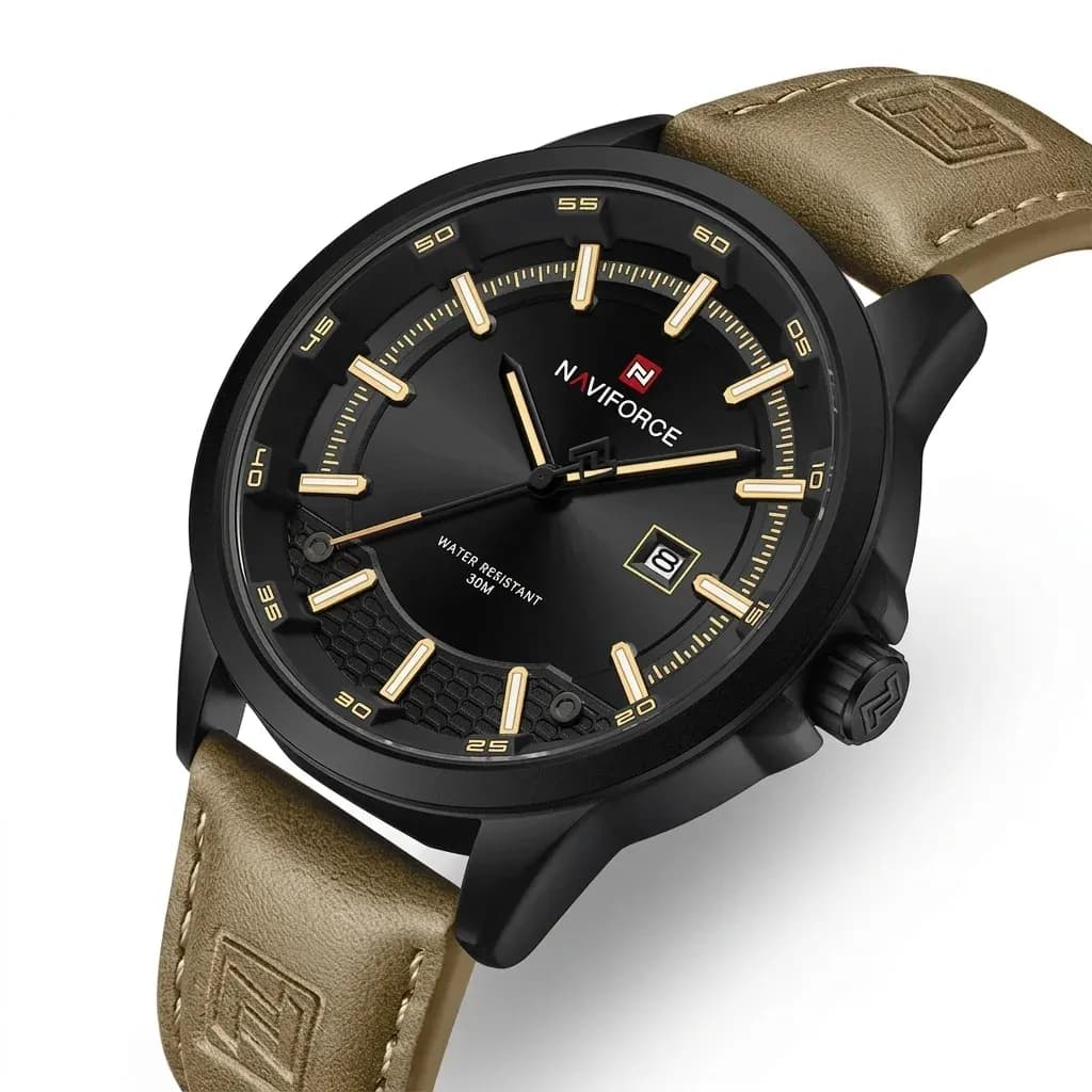 Montre NAVIFORCE homme quartz noire et marron