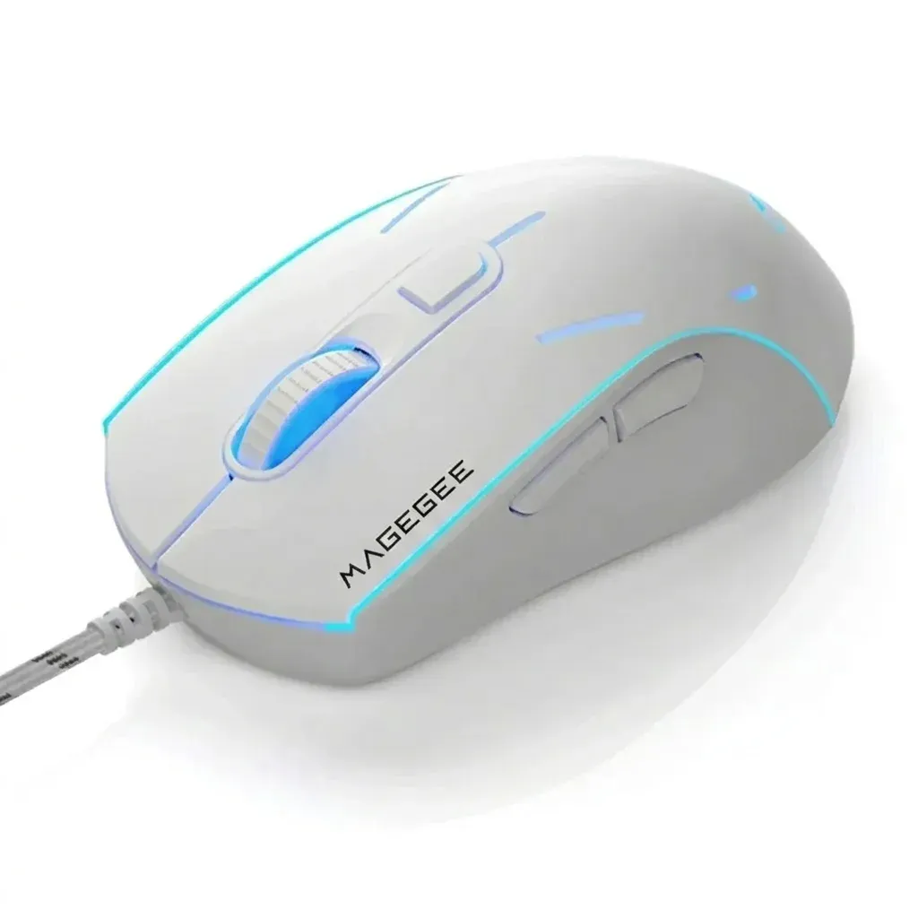 Souris gaming filaire silencieuse blanche MageGee