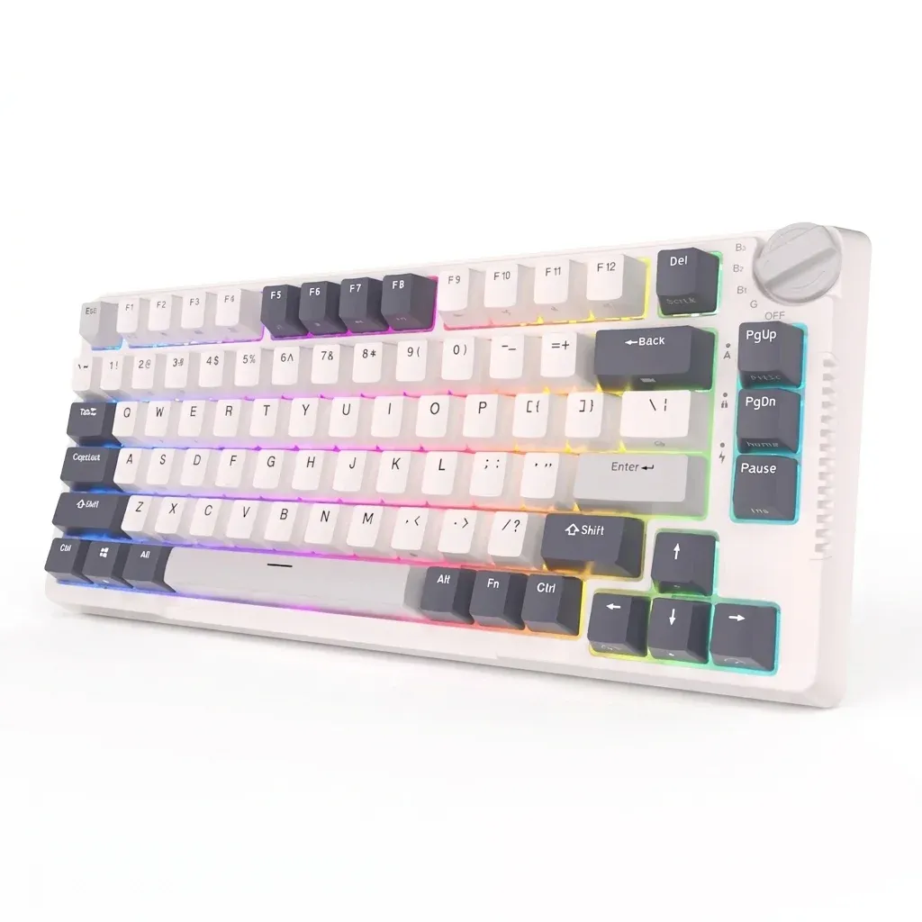 מקלדת מכנית קומפקטית Royal Kludge H81 לבנה
