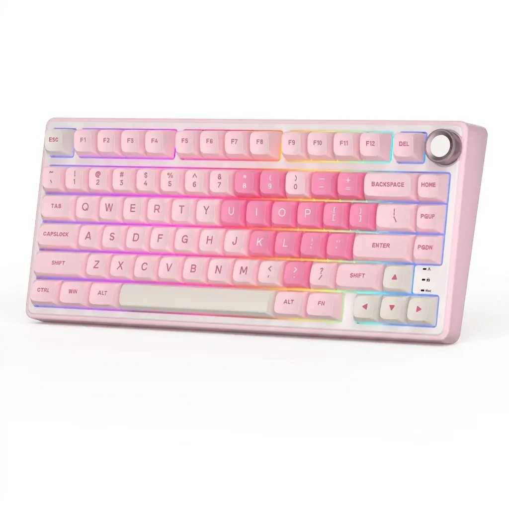 Clavier mécanique rose compact avec molette
