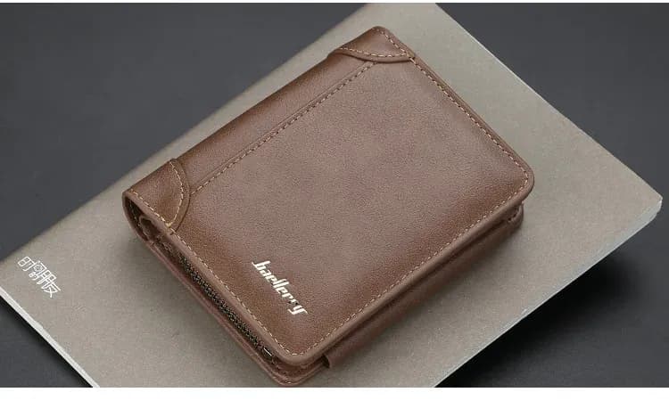 Portefeuille homme compact zippé à grande capacité