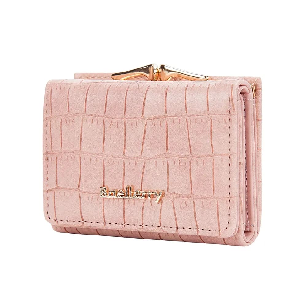 Portefeuille court Baellerry pour femme à motif croco, format compact avec porte-cartes et poche monnaie