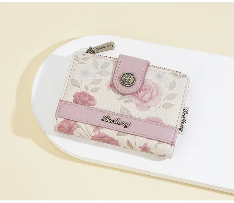 Portefeuille court Baellerry zippé pour femme, grande capacité et cartes multiples