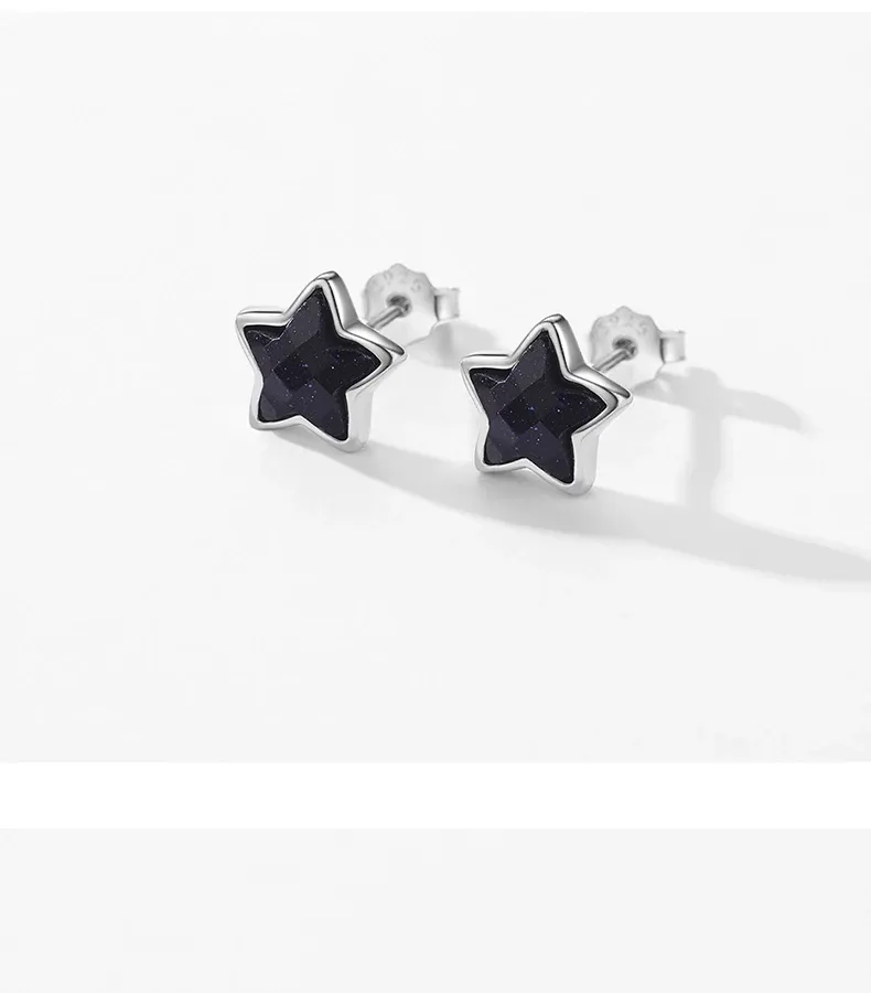 Boucles d’oreilles étoile en argent 925 avec aventurine naturelle MODIAN