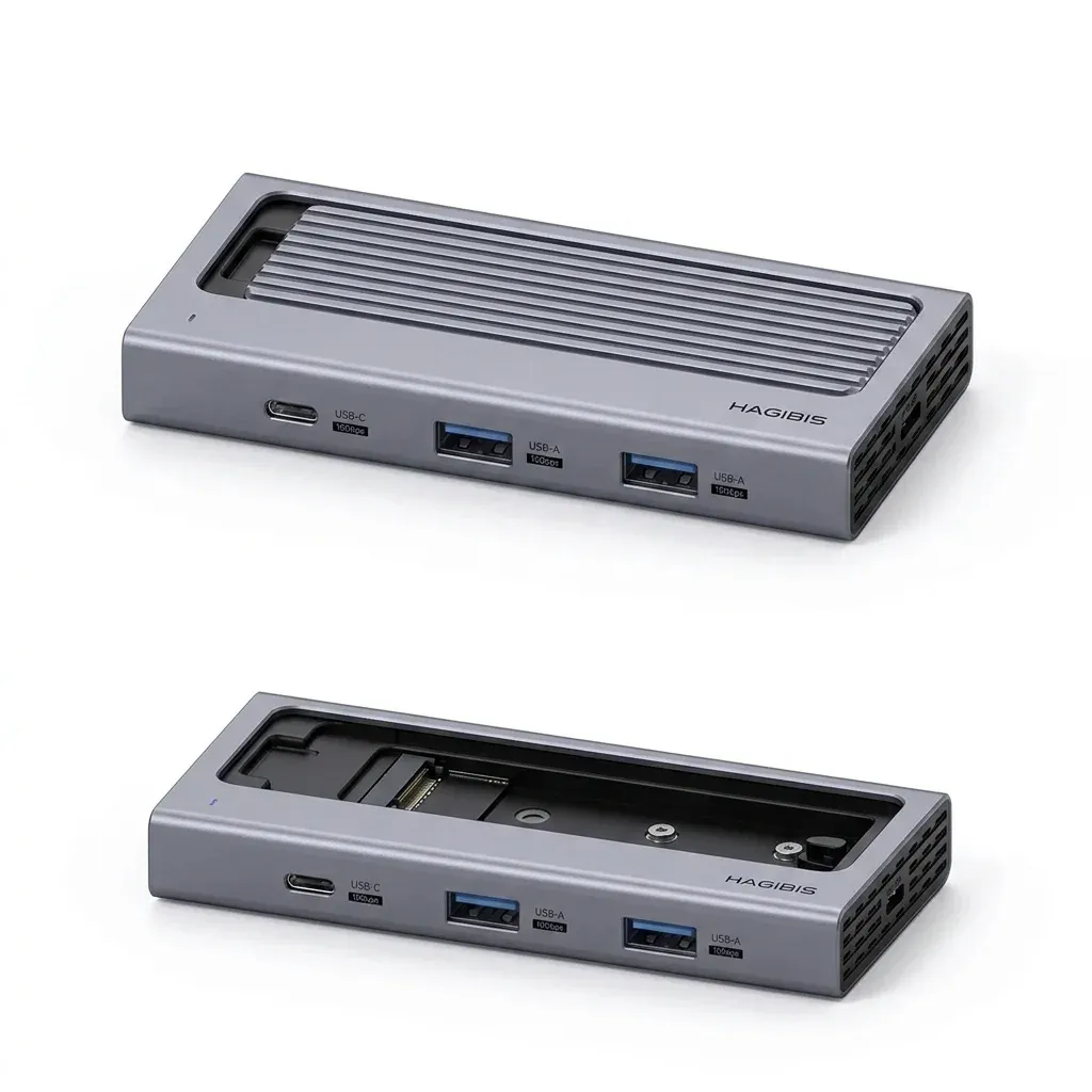 Boîtier SSD Hagibis gris avec hub USB-C