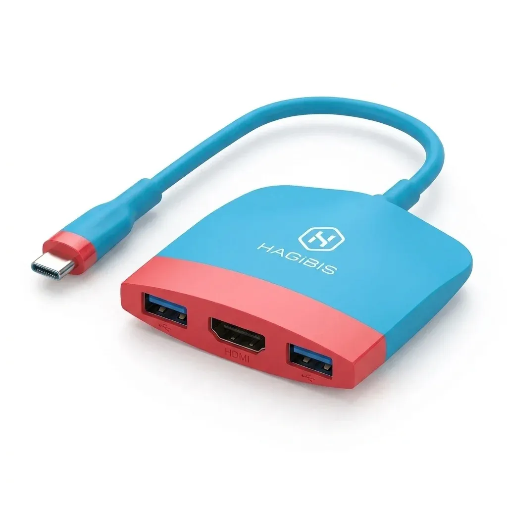 Station d’accueil USB-C Hagibis bleue et rouge