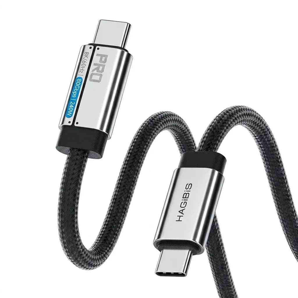 כבל USB-C Hagibis רך 80Gbps 240W