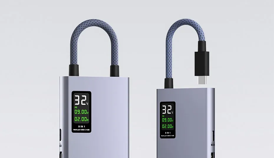 Hub USB-C Hagibis 9-en-1 avec écran LCD et HDMI 4K