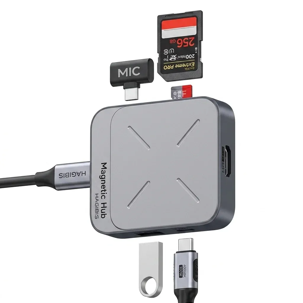 רכזת USB-C מגנטית Hagibis 7 ב-1
