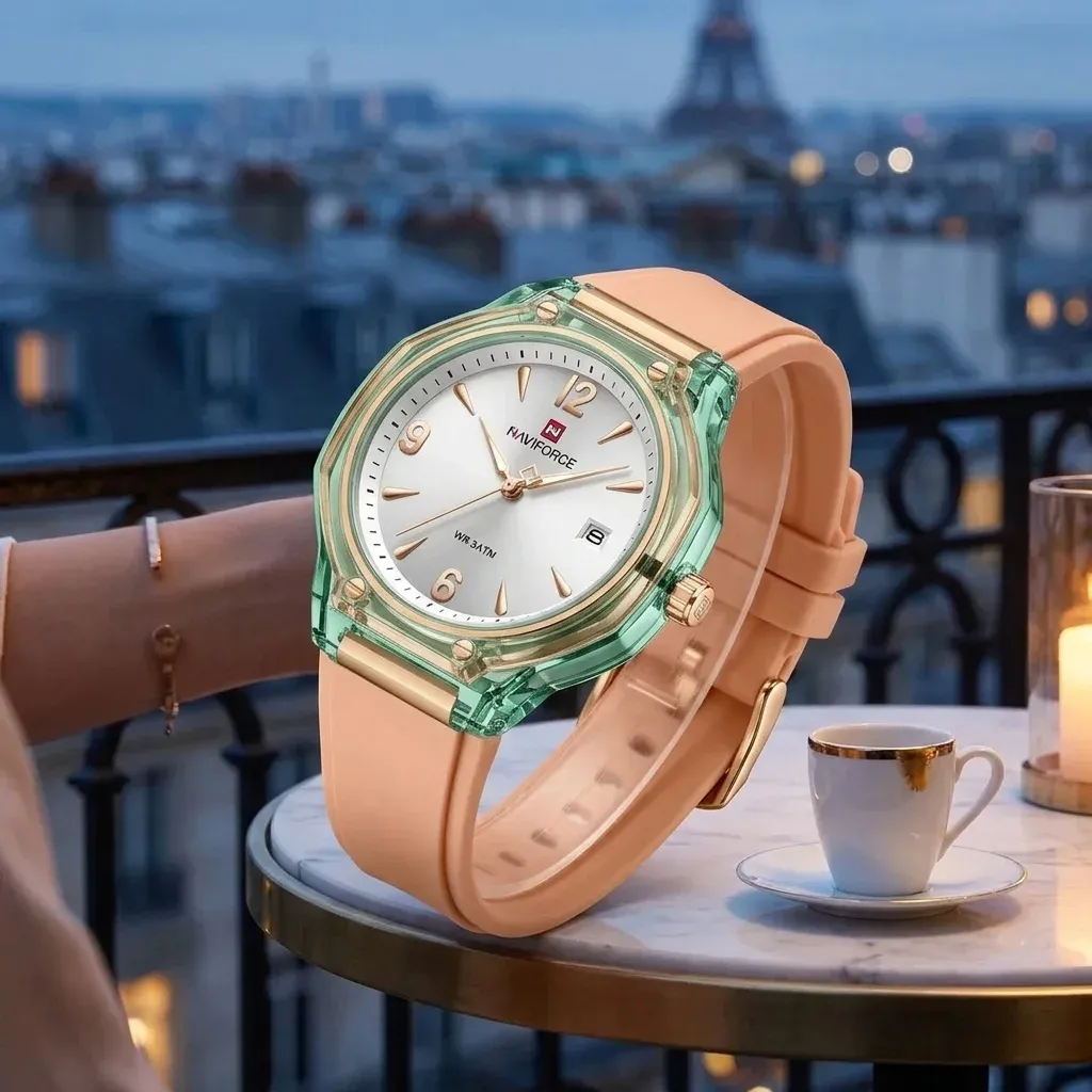 Montre femme NAVIFORCE silicone pêche