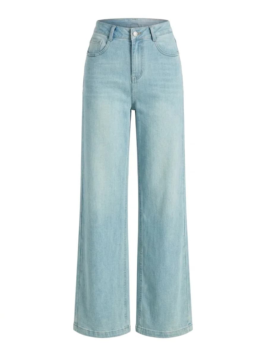 Jean large taille haute femme bleu clair